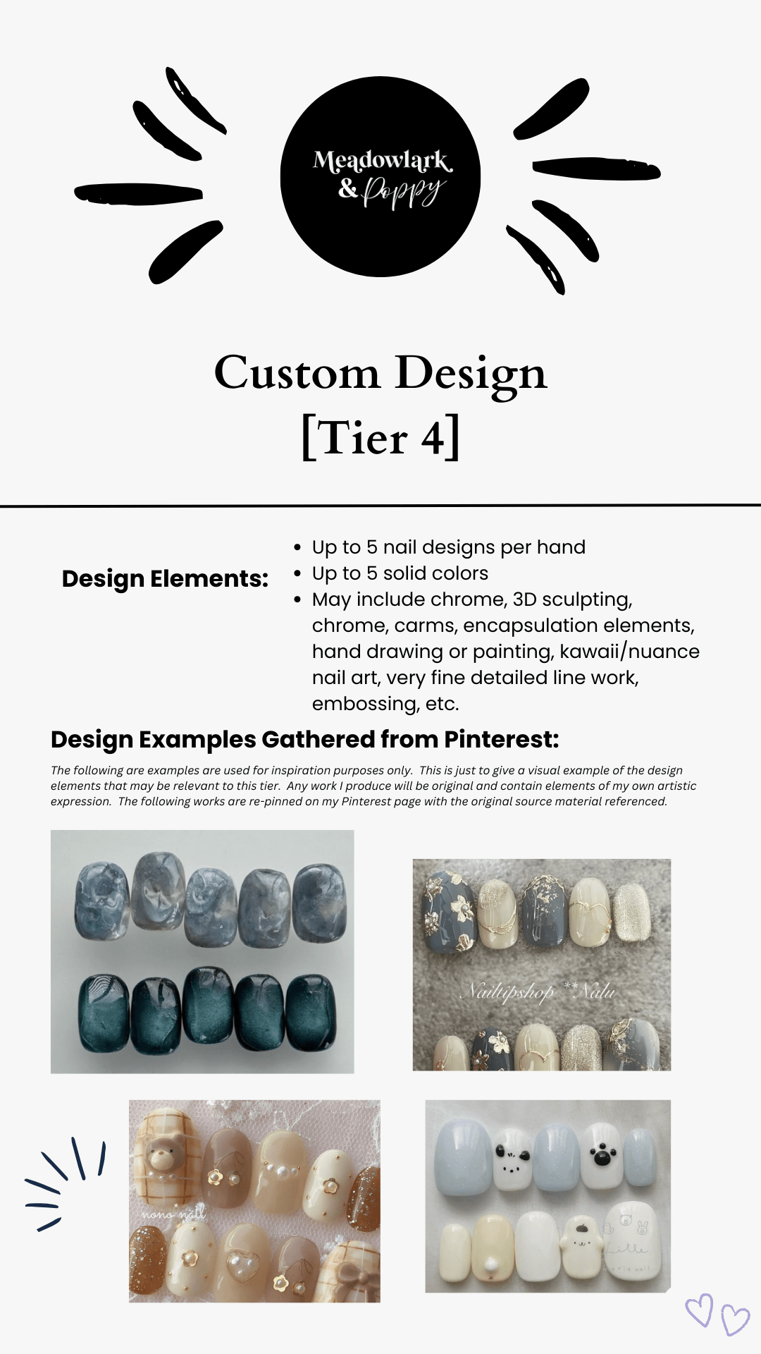 Custom Press On Nail Set - Meadowlark & Poppy