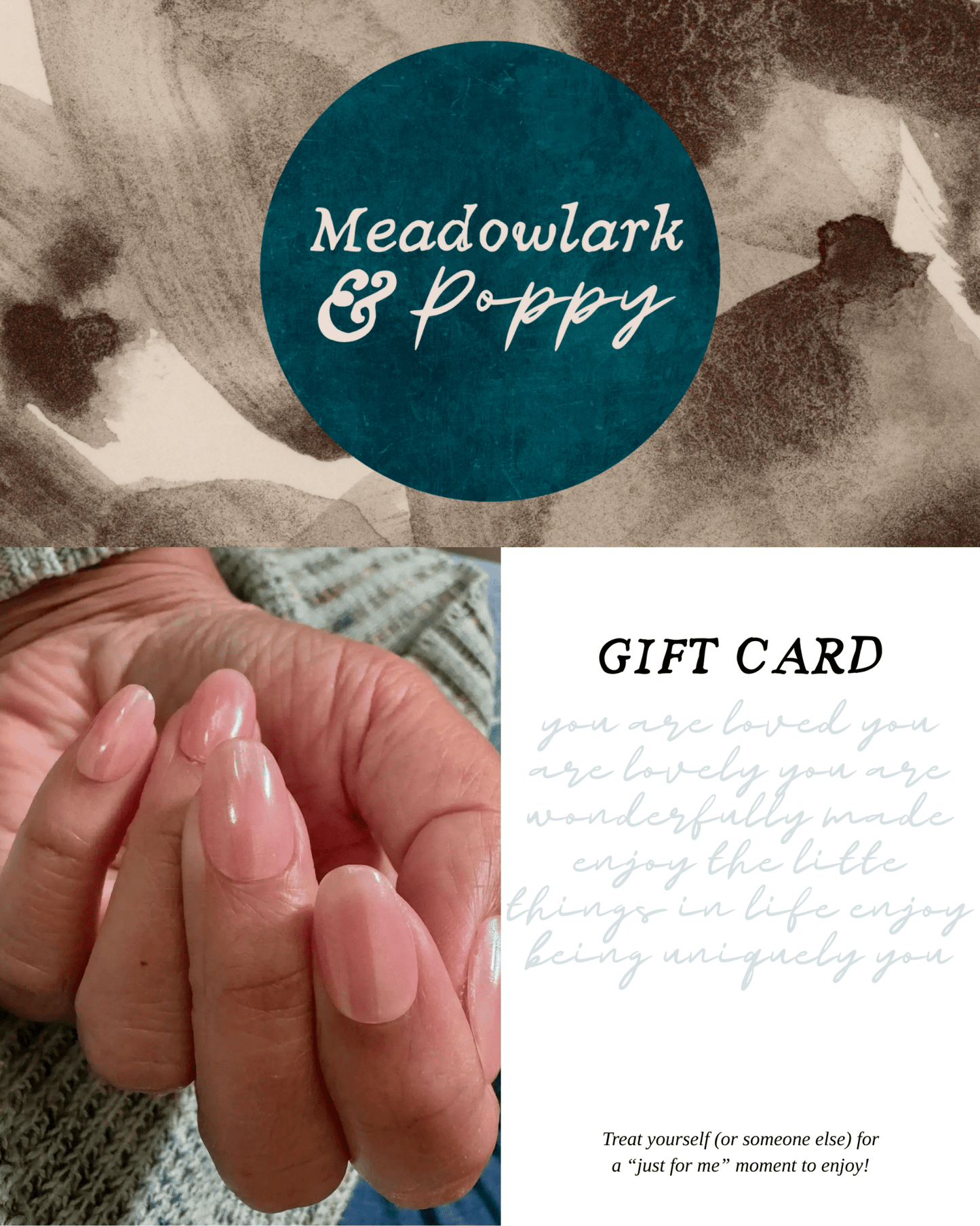 Giftcard (Electronic): Meadowlark & Poppy Premium Gel Press - ons, Art, Home goods, and more - Meadowlark & Poppy