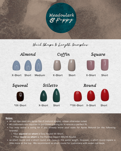 Nail Sizing Kit for Premium Gel Press Ons (One Shape/Length)