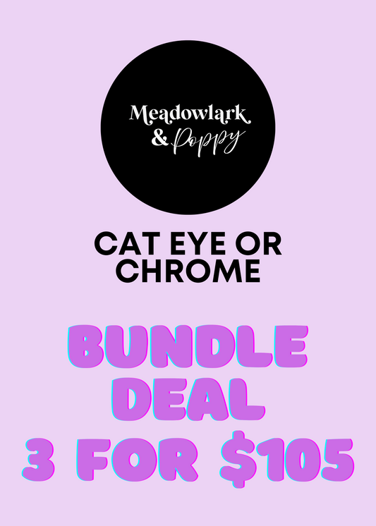 BUNDLE DEAL!  Premium Cat Eye or Chrome Press On Nail Set